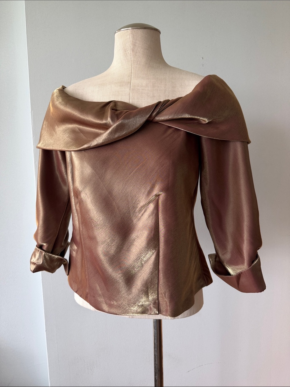 Vintage Metallic Bronze Off-Shoulder Stanley Scott Top